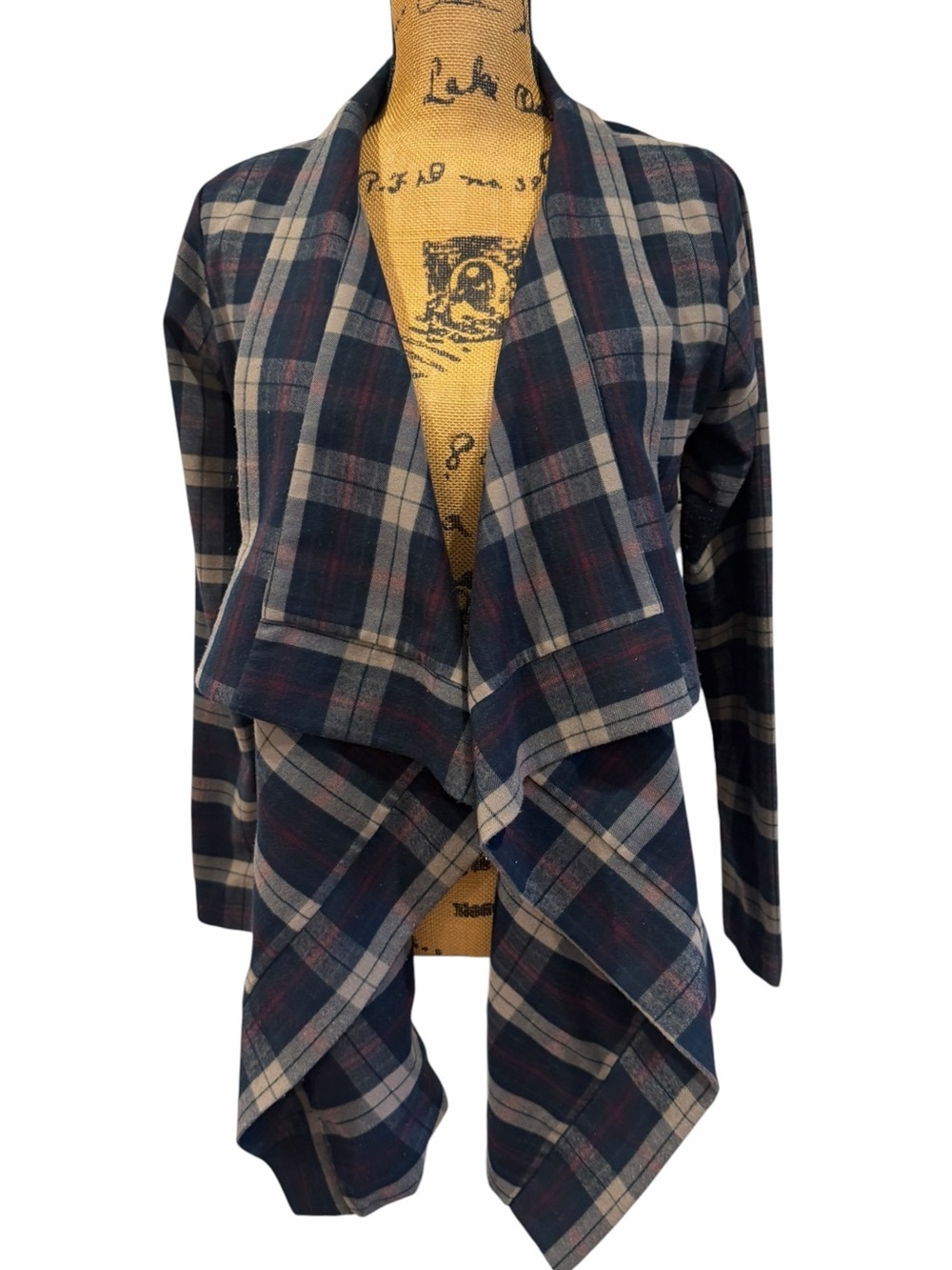 Lovers + Friends Days Like These Plaid Waterfall Cardigan Size S - Picture 3 of 6